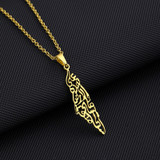 Palestine Map Pendant Necklace Arabic Calligraphy