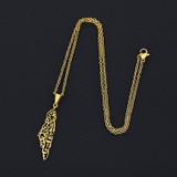 Palestine Map Pendant Necklace Arabic Calligraphy