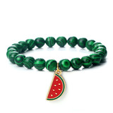 Natural Stone Elastic Watermelon Pendant Bracelet