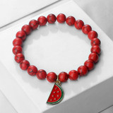 Natural Stone Elastic Watermelon Pendant Bracelet