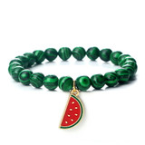 Natural Stone Elastic Watermelon Pendant Bracelet