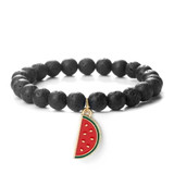Natural Stone Elastic Watermelon Pendant Bracelet