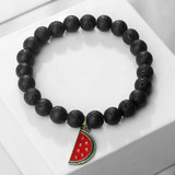 Natural Stone Elastic Watermelon Pendant Bracelet