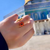S925 Palestine Map Flower Ring