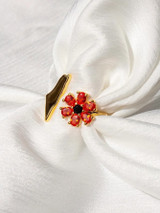S925 Palestine Map Flower Ring