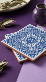Palestinian Tatreez Geometric Ceramic Coaster