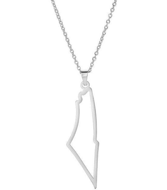 Butterfly Palestine Map Outline Necklace Chain Pendant 