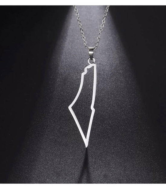 Butterfly Palestine Map Outline Necklace Chain Pendant 