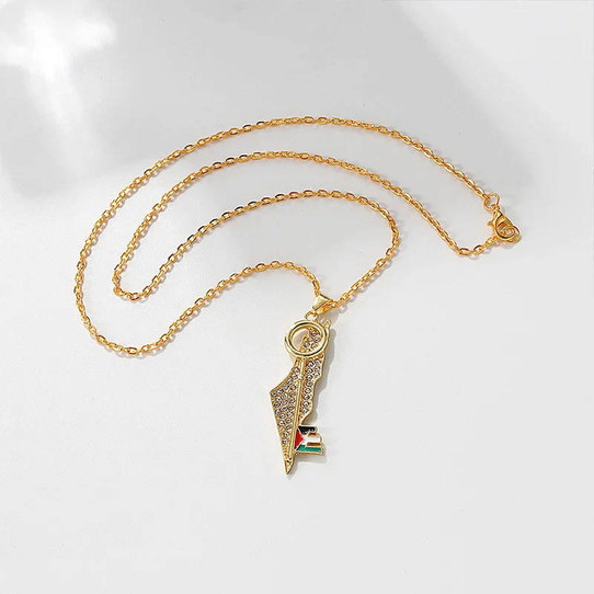Key Shape - Palestine Map Pendant Chain Necklaces