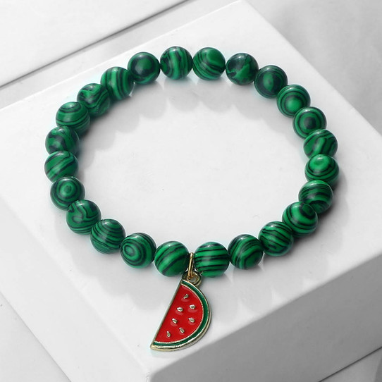 Palestine Watermelon Natural Stone Bracelet — Elastic Pendant