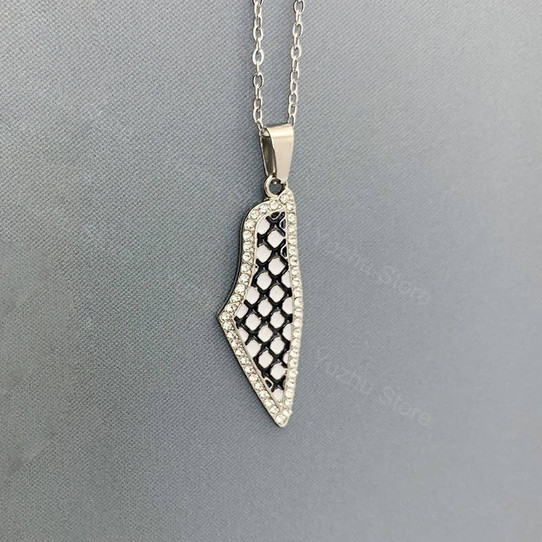 Geometric Palestine Map Pendant Necklace — Gold & Silver