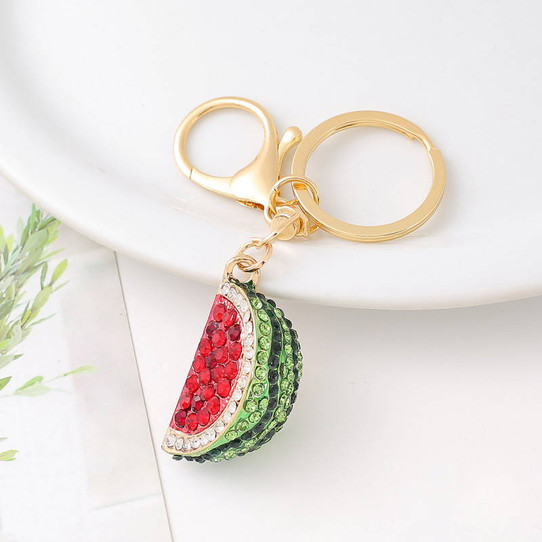 Watermelon Rhinestone Alloy Key Rings Handbag Pendant