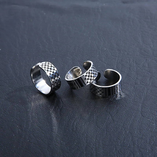 Khatem Keffiyeh Adjustable Ring — Palestinian Pattern Silver Ring