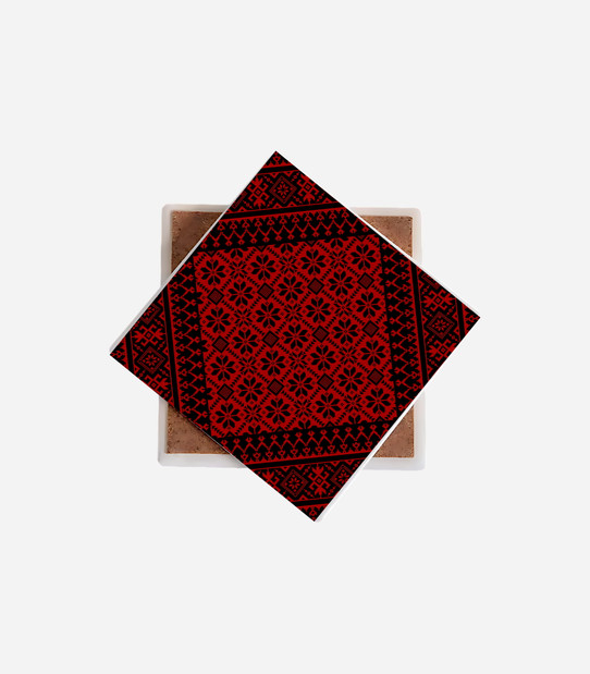 Palestinian Tatreez Pattern Ceramic Coaster