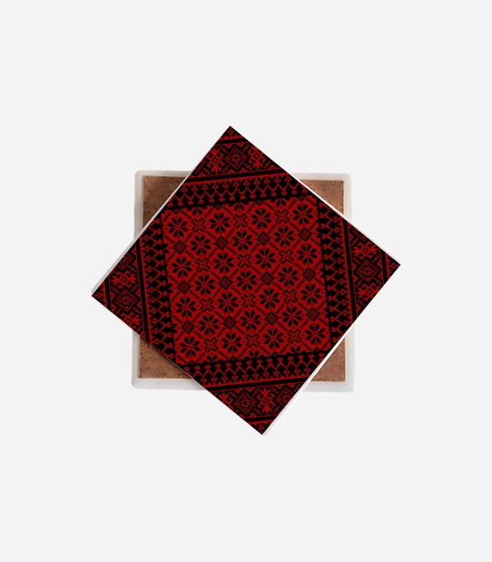Butterfly Palestinian Tatreez Pattern Ceramic Coaster
