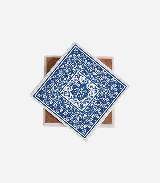 Palestinian Tatreez Geometric Ceramic Coaster