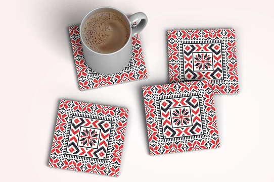Tatreez Roots — Palestinian Embroidery Ceramic Coaster