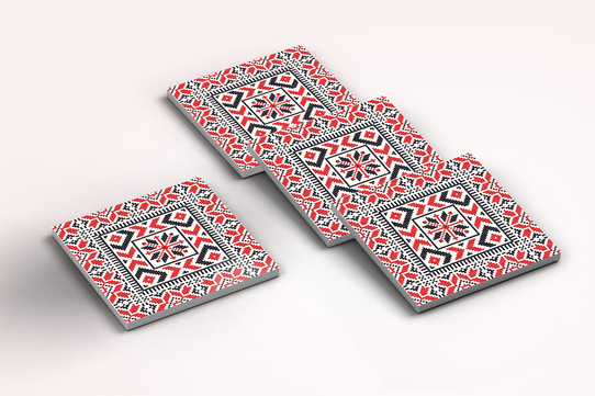 Tatreez Roots — Palestinian Embroidery Ceramic Coaster