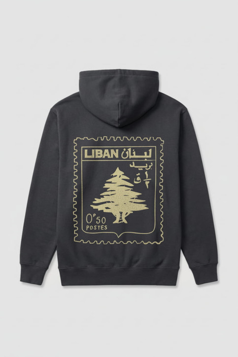 Liban Stamp Hoodie — Unisex Lebanon Heritage Heavyweight Fleece