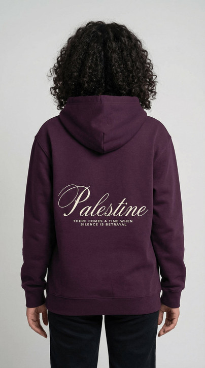 Sorry I'm Not Staying Silent — Unisex Palestine Activist Hoodie (Plum)