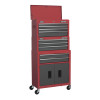 AP2200BBSTACK Topchest, Mid-Box & Rollcab 9 Drawer Stack - Red