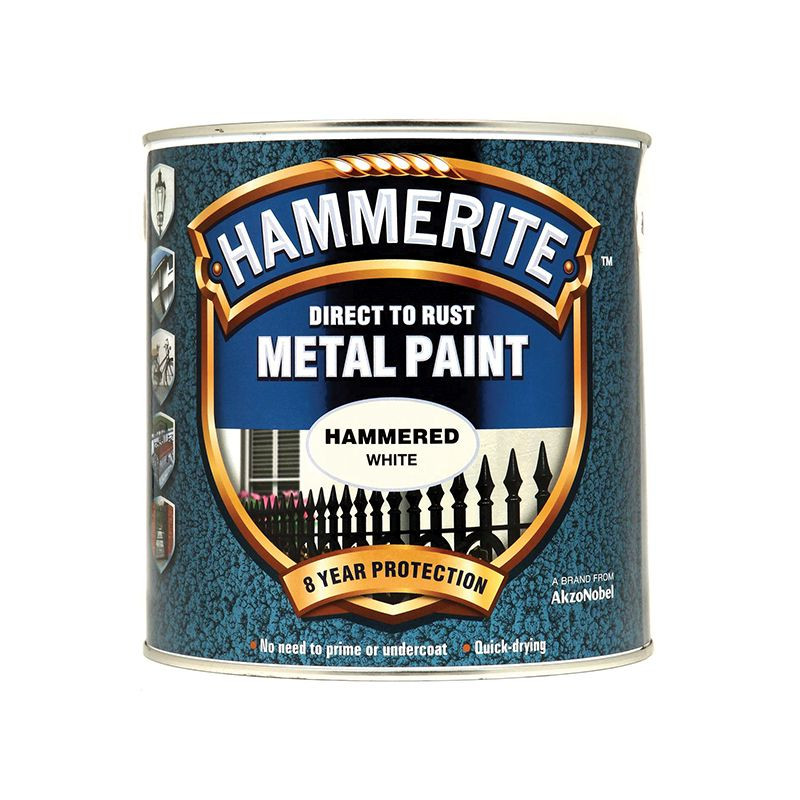 Direct to Rust Hammered Finish Paint White 2.5ltr Diamond Industrial