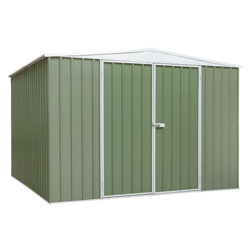 DG116 Dellonda Galvanised Steel Metal Outdoor/Storage Shed, 10FT x 10FT, Apex Style Roof - Green