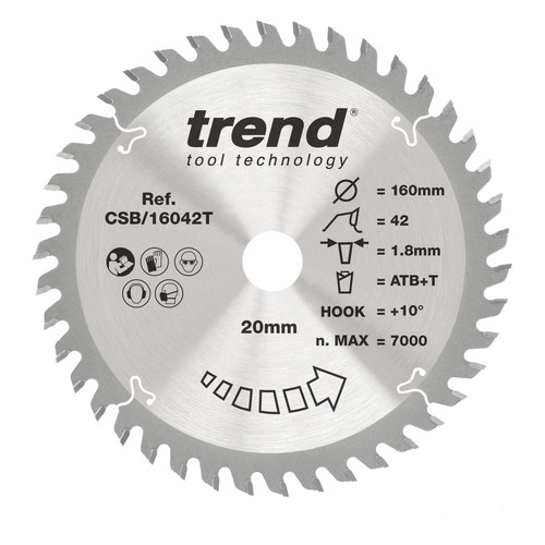 Trend Wood Cordless Circular Saw Blade 160mm x 20mm x 42T