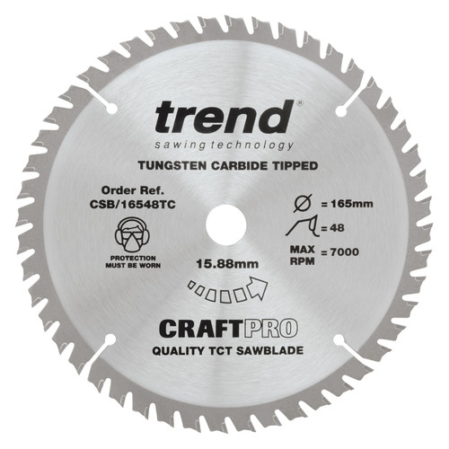 Trend Wood Cordless Circular Saw Blade 165mm x 15.88mm x 48T