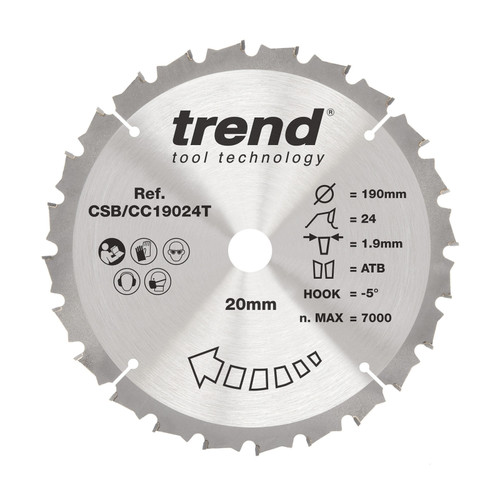 Trend Wood Cordless Mitre Saw Blade 190mm x 20mm x 24T