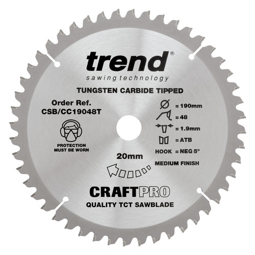Trend Wood Cordless Mitre Saw Blade 190mm x 20mm x 48T