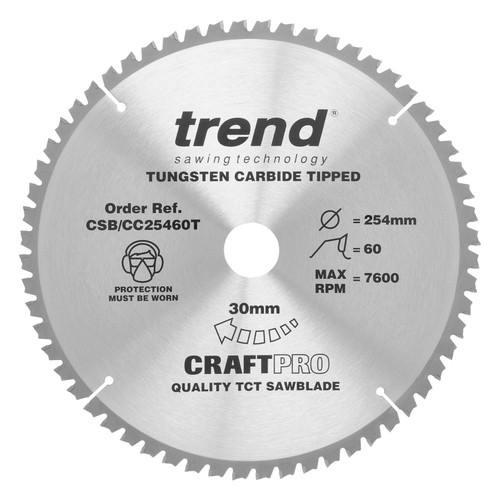 Trend Wood Cordless Mitre Saw Blade 254mm x 30mm x 60T