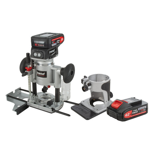 Trend Cordless 1/4” Dual-Base Trim & Plunge Router (2x 4Ah) 18V