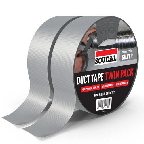 Soudal Duct Tape - Twin Pack Silver 50mm x 50m (Twinpack)