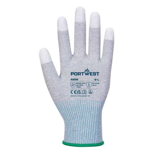 Portwest A698 MR13 ESD PU Fingertip Glove (Pk12) Portwest A698 MR13 ESD PU Fingertip Glove (Pk12)