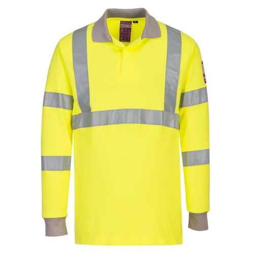 Portwest FR77 Modaflame Knit Hi-Vis FR Long Sleeve Polo Shirt Portwest FR77 Modaflame Knit Hi-Vis FR Long Sleeve Polo Shirt