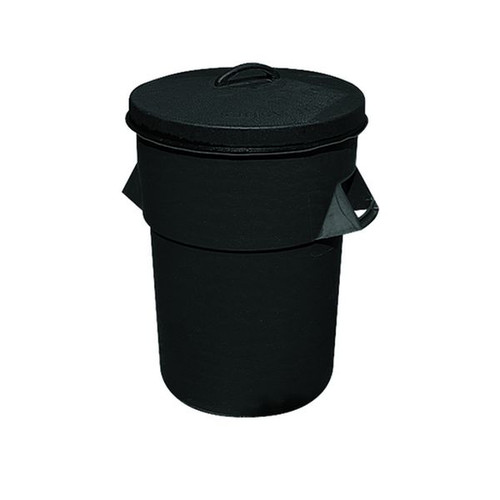 Plastic Dustbin & Lid Black 94ltr