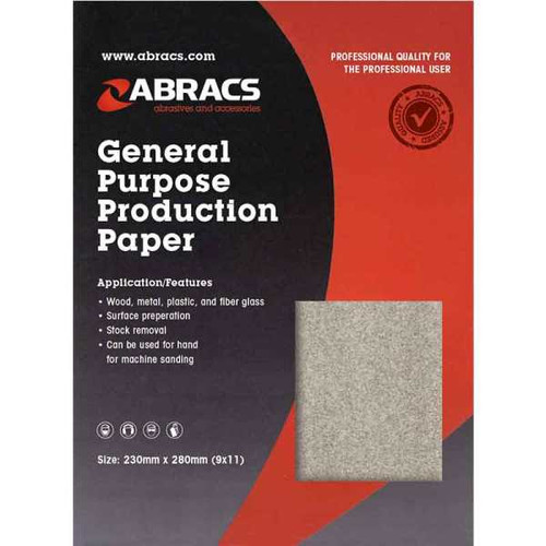 230 x 280mm General Purpose Sandpaper Sheets (25) Alum Oxide 180G