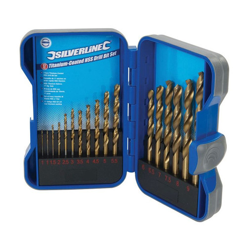 Titanium-Coated HSS Drill Bit Set 17pce