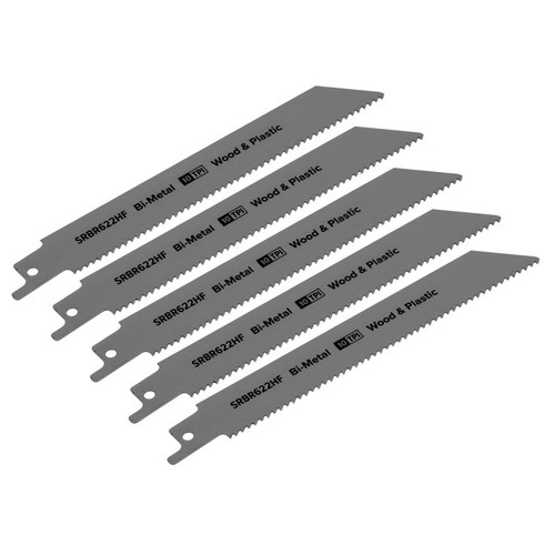 SRBR622HF Reciprocating Saw Blade Wood & Plastics 150mm 10tpi - Pack of 5