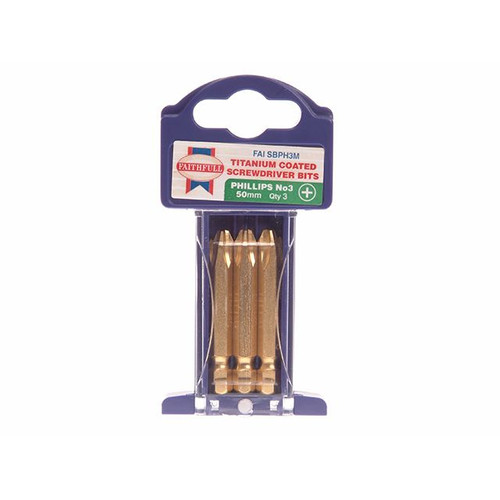 Faithfull Phillips No.3 x 50mm Screwdriver Bits(3)