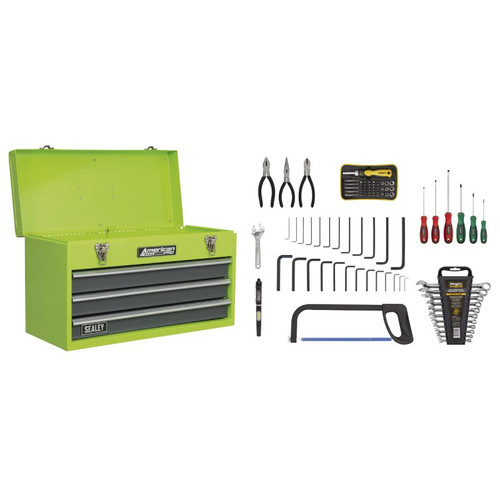 AP9243BBHVCOM Portable Tool Chest 3 Drawer - Hi-Vis Tool Kit 93pce