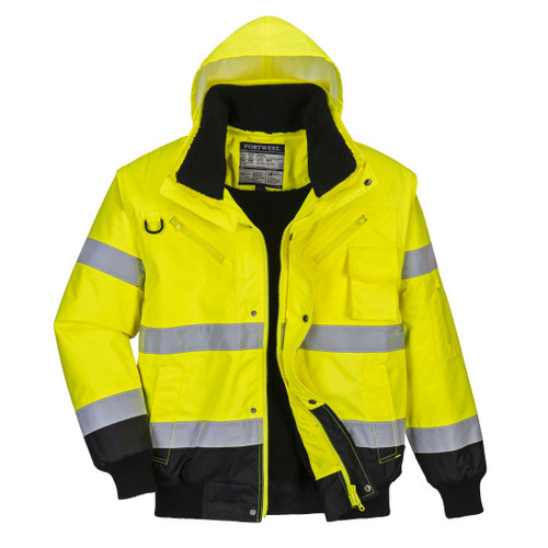 C465 Hi-Vis 3-in-1 Contrast Bomber Jacket  Yellow/Black M