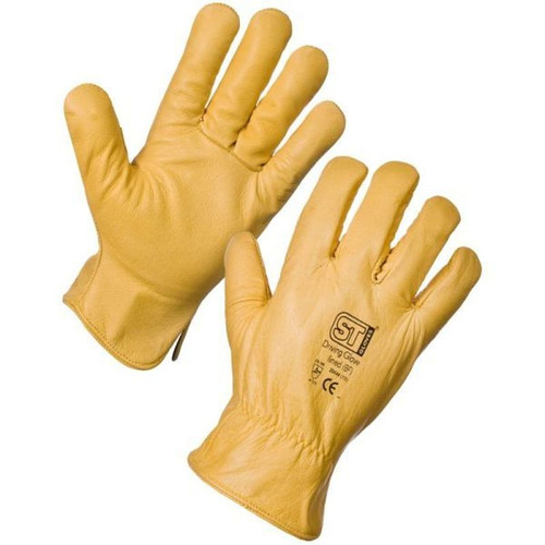 Leather Drivers Glove Lined -  YELLOW, L