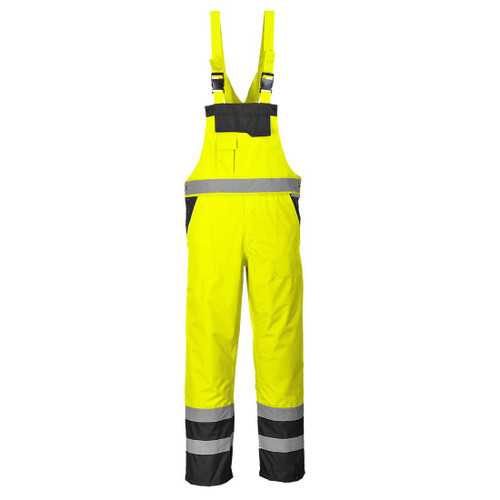 S488 Hi-Vis Breathable Contrast Rain Bib and Brace Yellow/Black L