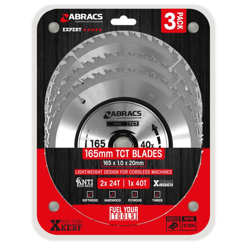 165mm TCT Blade Pack (Cordless) 3pce