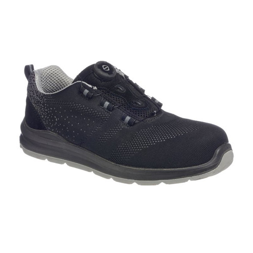 FT08 Portwest Compositelite Wire Lace Safety Trainer Knit S1P Black/Grey 9 (EU 43)