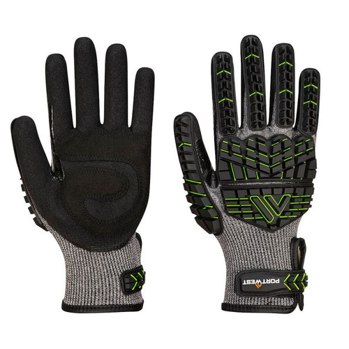 A755 VHR15 Nitrile Foam Impact Glove Black/Green L