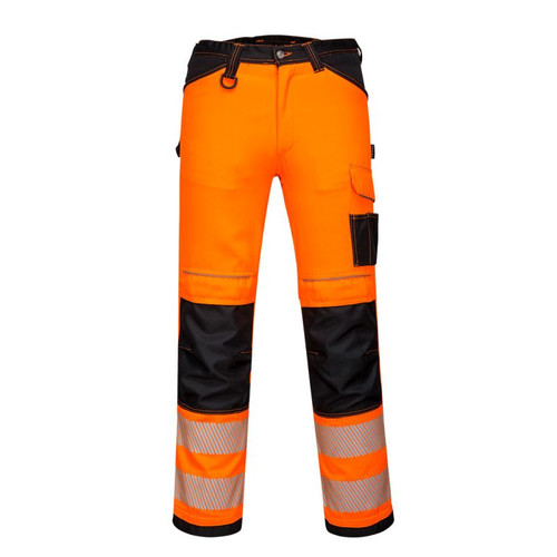 PW340 PW3 Hi-Vis Work Trousers Orange/Black Short 28