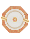 Stefano Ricci Octagonal Porcelain Ashtray in Red and Fine Paisley Face Top View